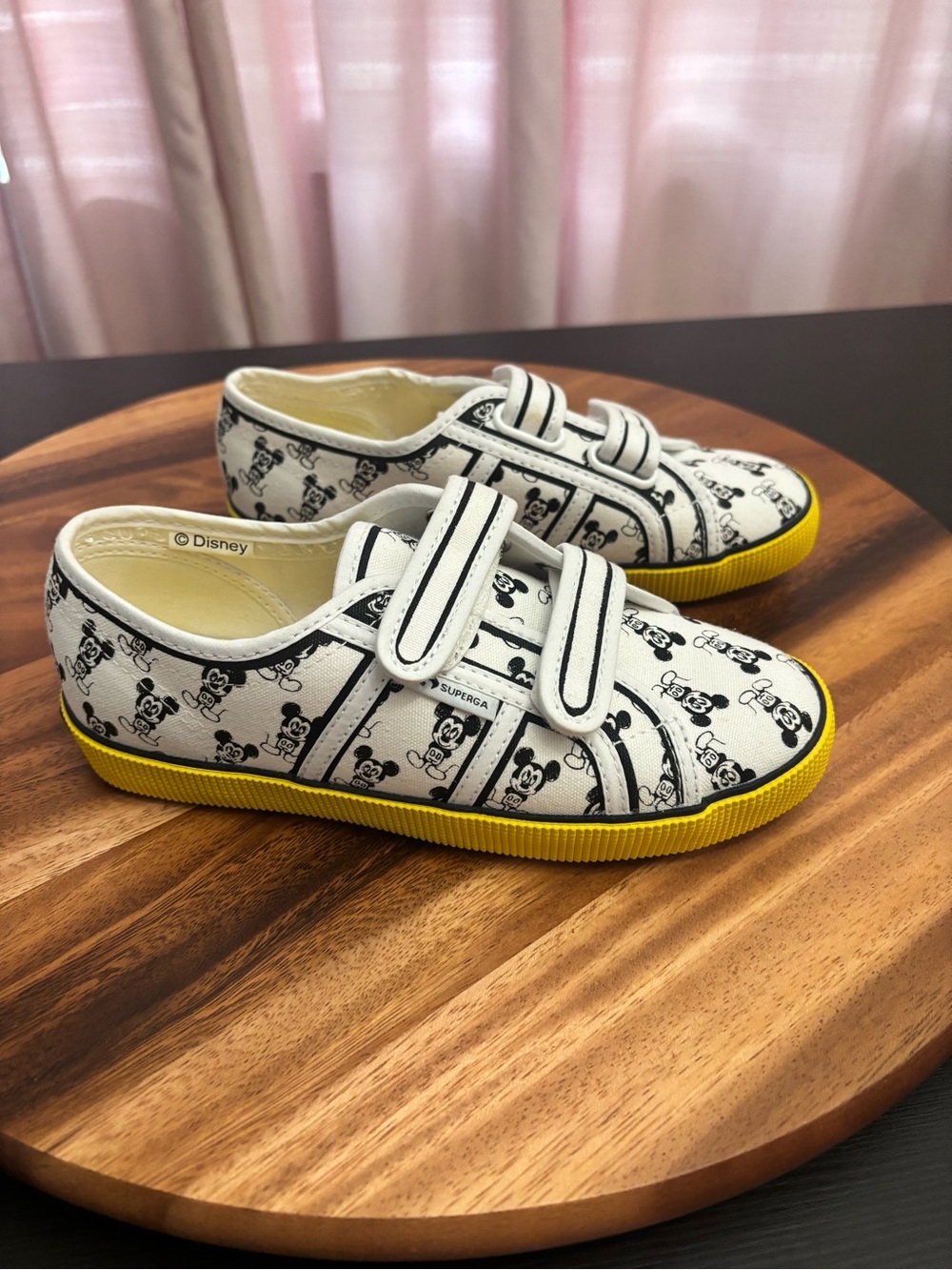Superga Kids Mickey Mouse Sneakers White Yellow Black Size 2.5 Cotton Canvas